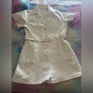 NWOT Baevely White Denim Romper